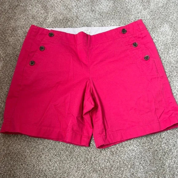 J Crew Hot Pink Side Button Sailor Chino Shorts 10 - Picture 1 of 7